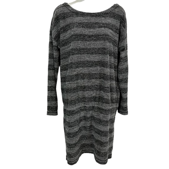 LOU & GRAY Wide Horizontal Stripe Knit Casual Long Sleeve Knee Length Dress sz M - Picture 1 of 16